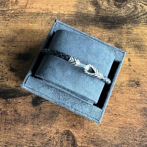 David Yurman Chevron Braided Bracelet in Black Leather - 8.5"